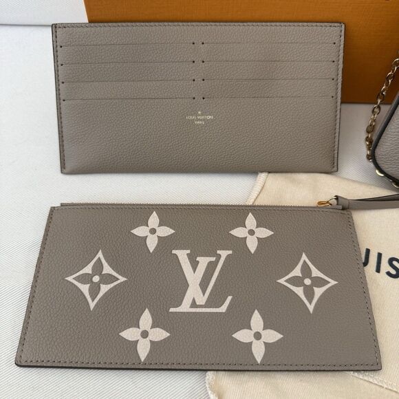 Auth Louis Vuitton Felicie Pochette Bicolor Monogram Empreinte Leather Dove Gray - Picture 2 of 16